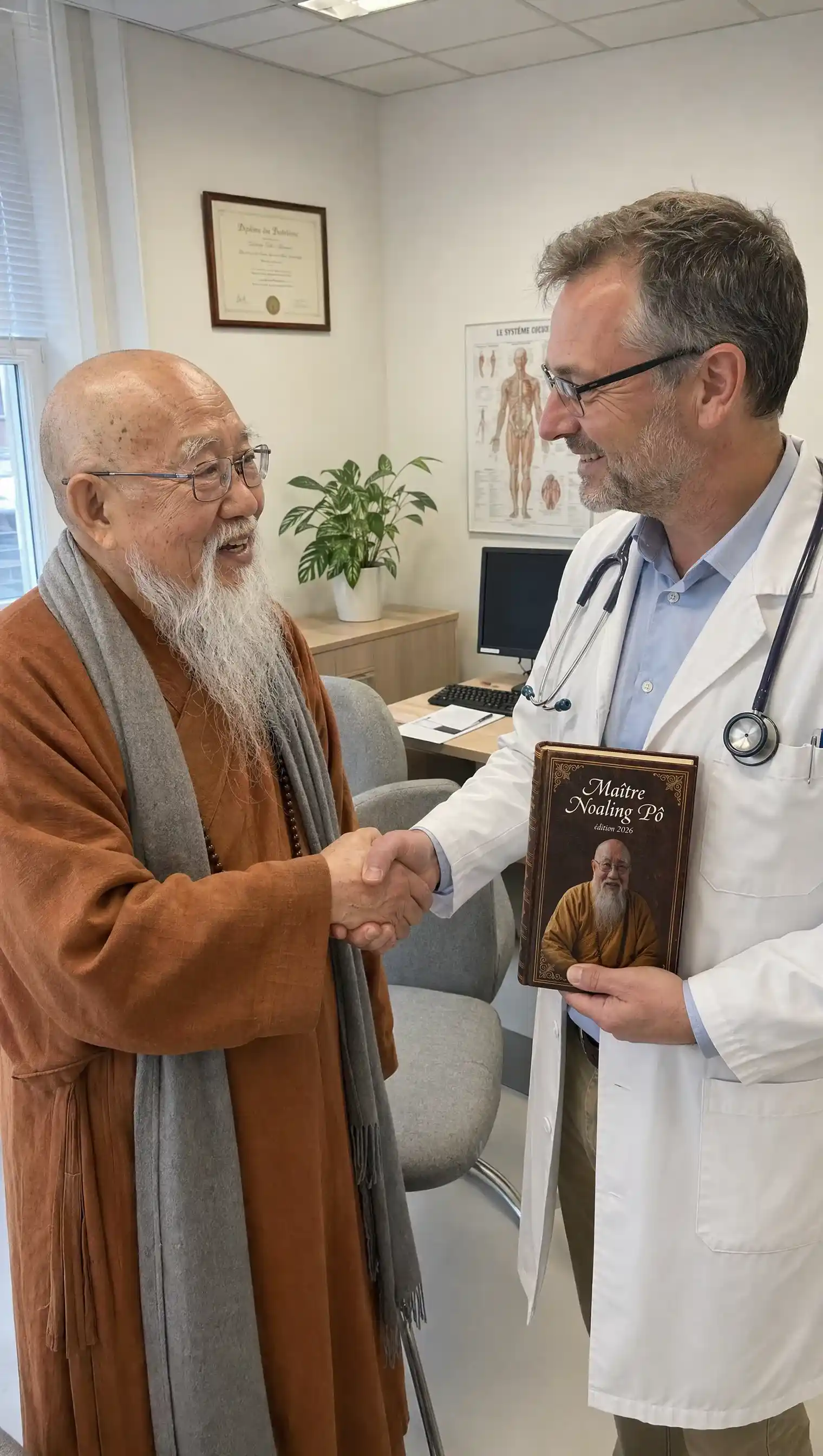 Maître Noalingpô échangeant avec un médecin
