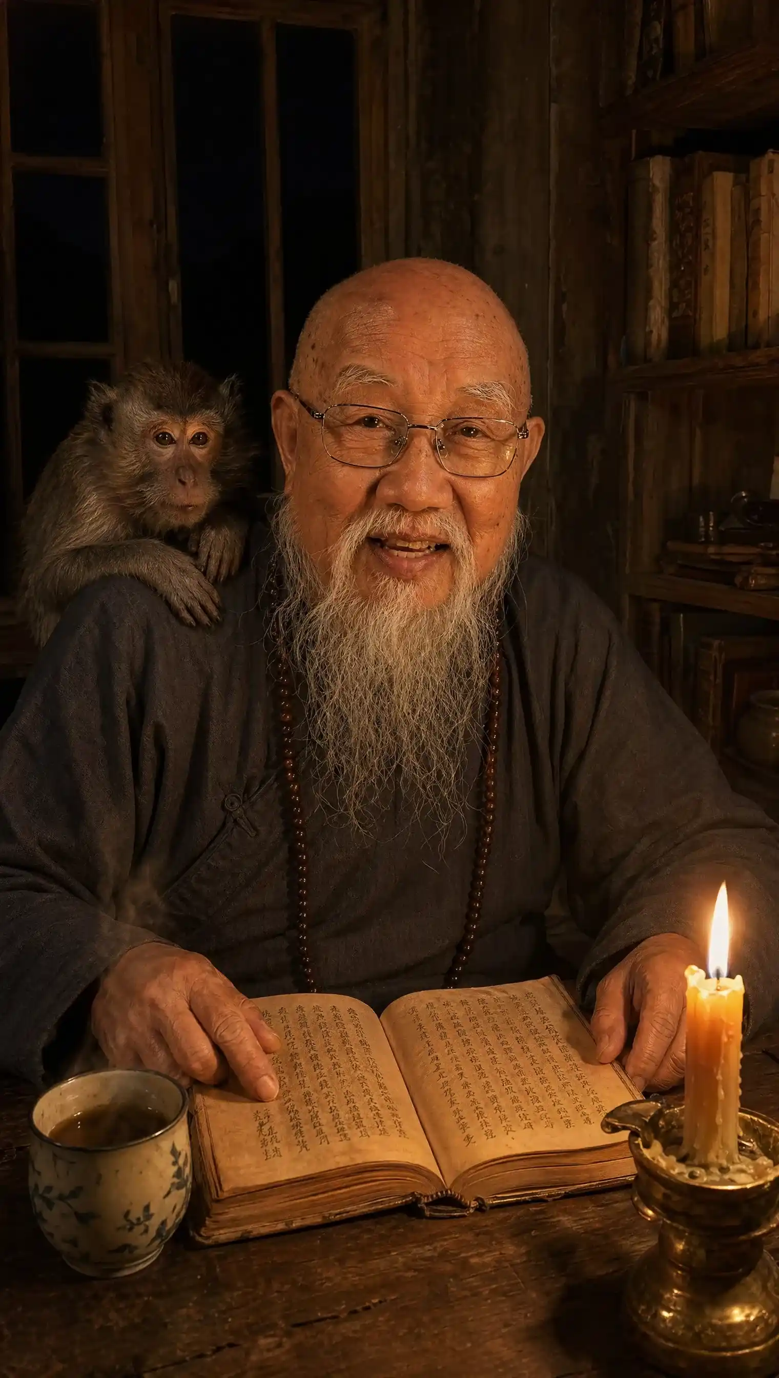 Maître Noalingpô en méditation nocturne